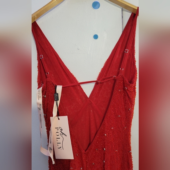 NEW With Tags Oh Polly Colmar Embellished Plunge Neck Evening Gown Size 6 - Picture 5 of 10